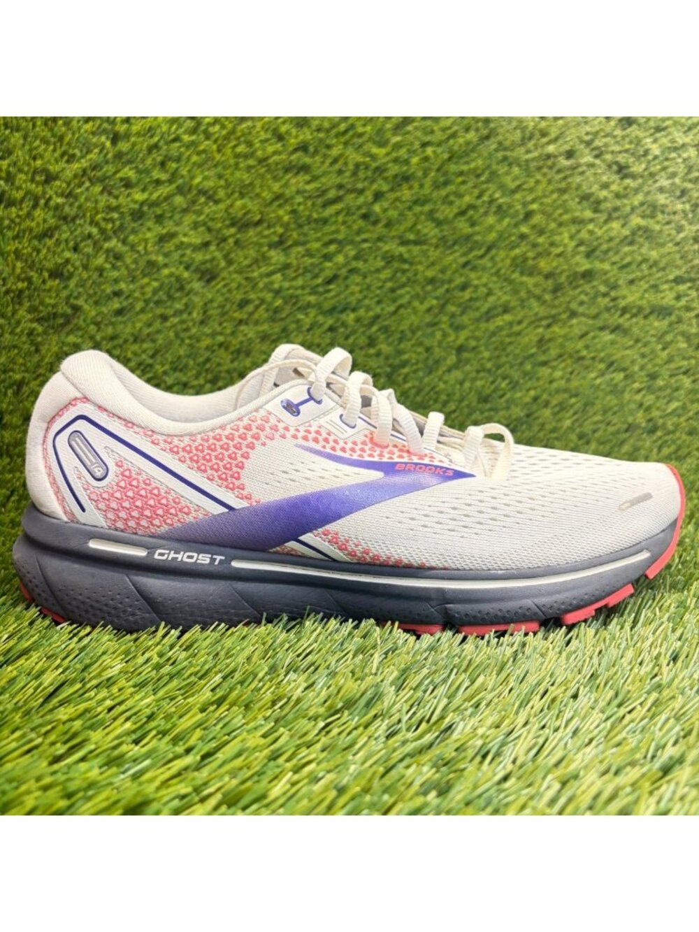 Brooks Ghost 14 Womens Size 10 White Purple Athletic Running Shoes Sneakers